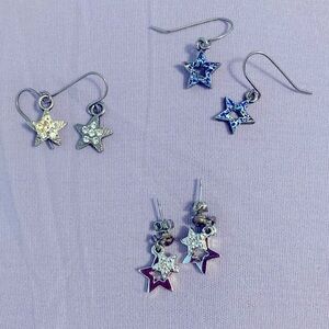 Dangling Silver Star Earrings 3-Pack ✨